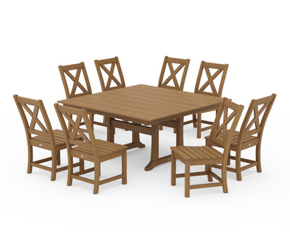 POLYWOOD Braxton Side Chair 9-Piece Farmhouse Dining Set — Natural