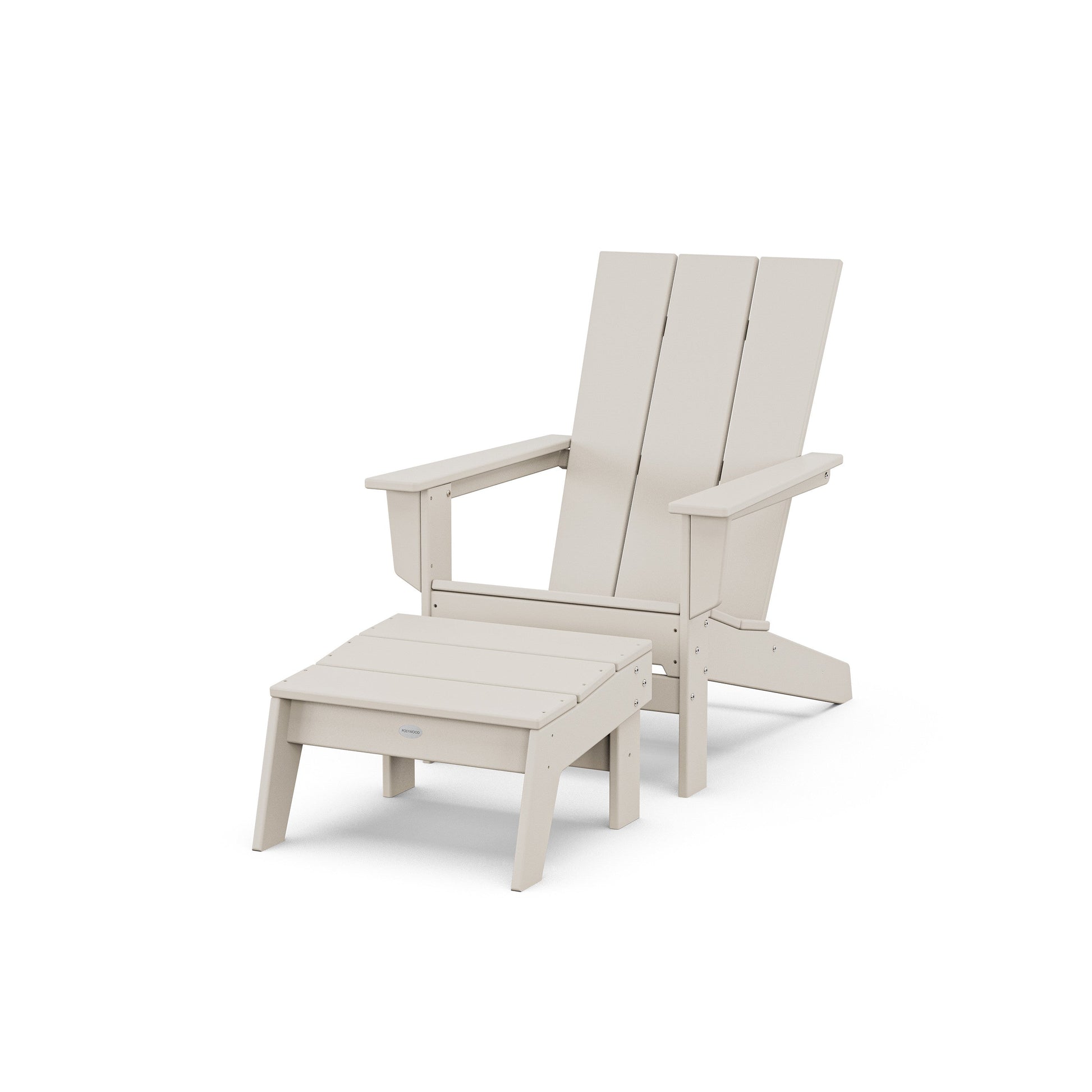 POLYWOOD Modern Studio Adirondack Chair with Ottoman — Sand