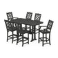 POLYWOOD Chinoiserie 7-Piece Bar Set with Trestle Legs — Black