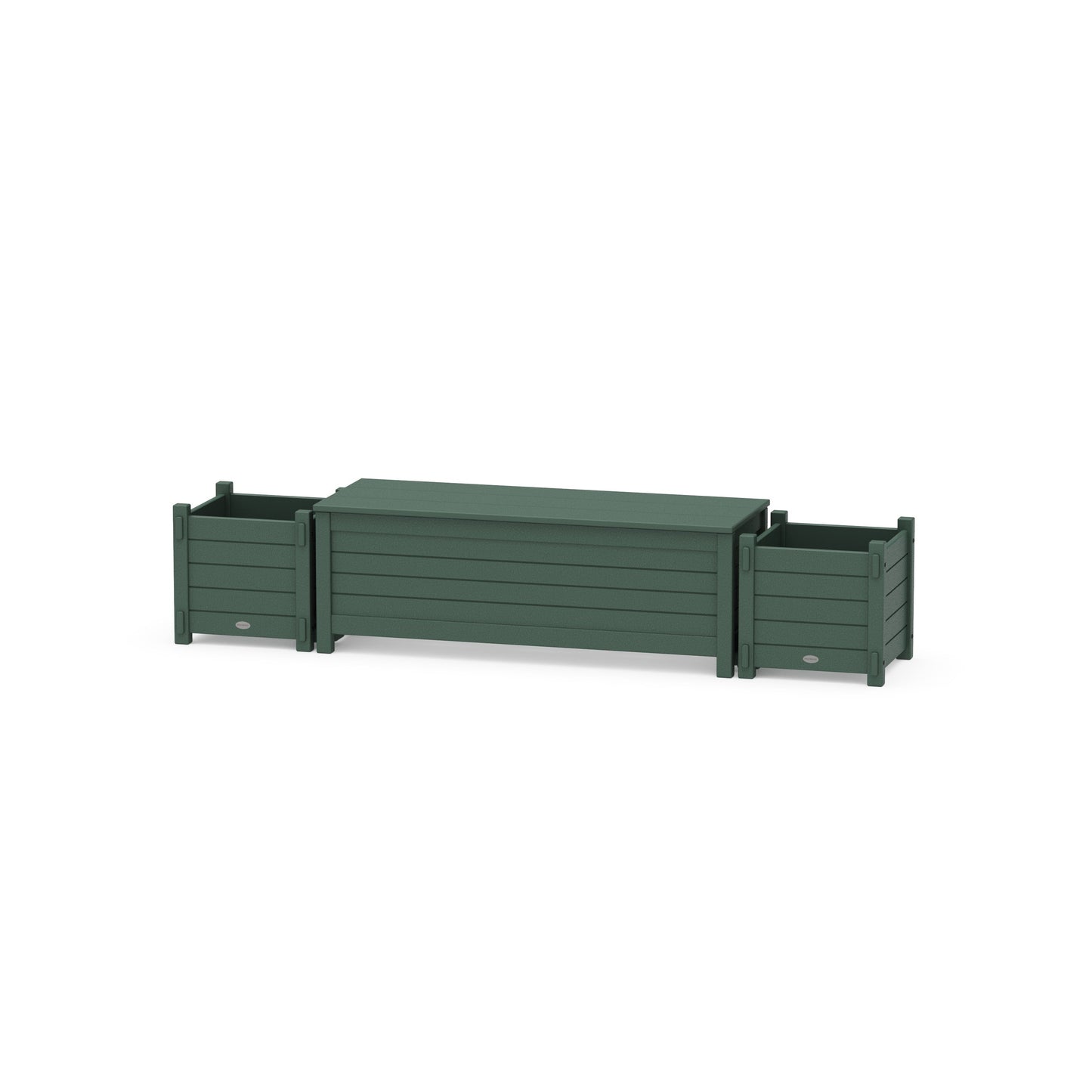POLYWOOD 48" Nautical Straight Planter Storage Bench Set — Green