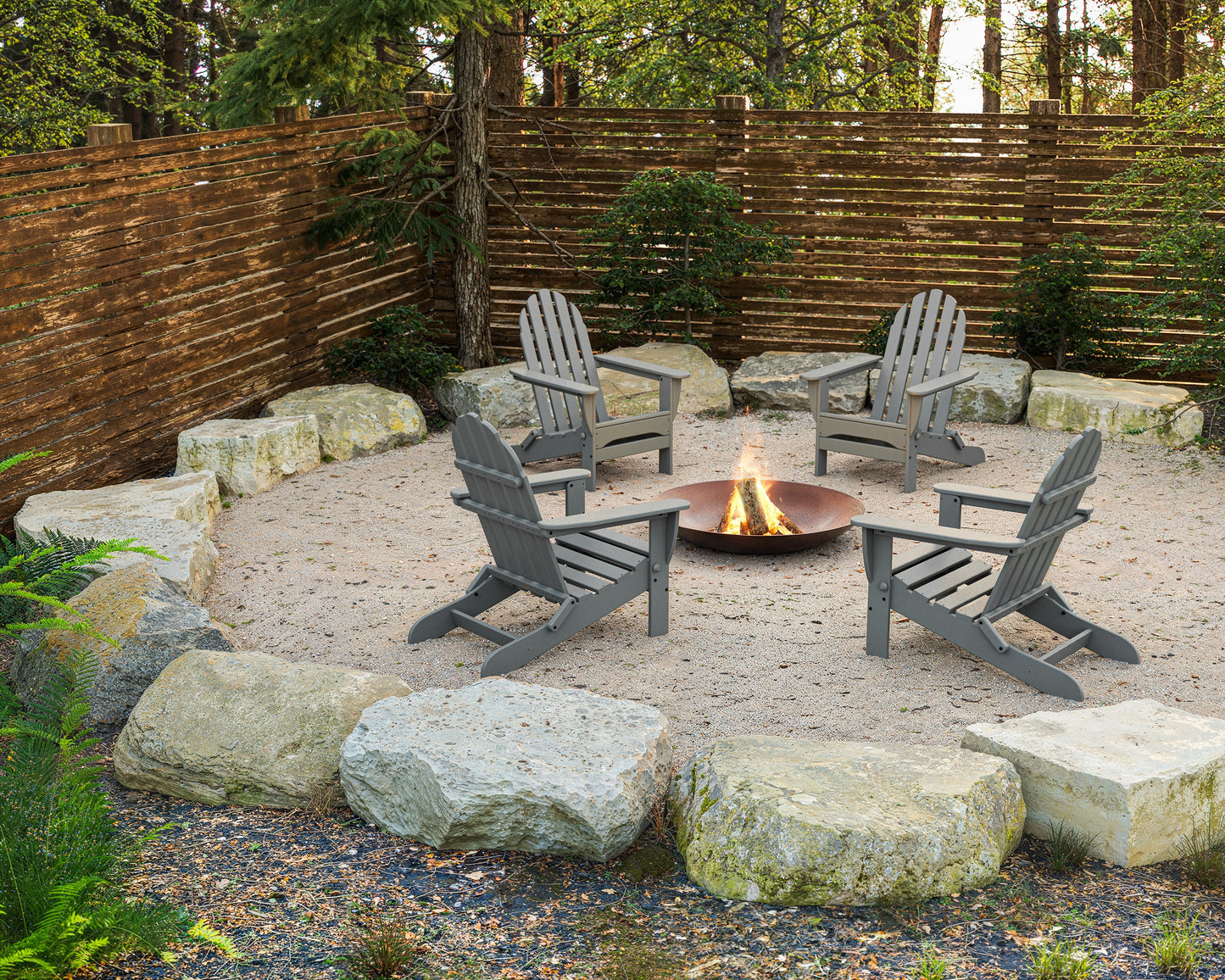 POLYWOOD 4-Piece Classic Folding Adirondack Conversation Set