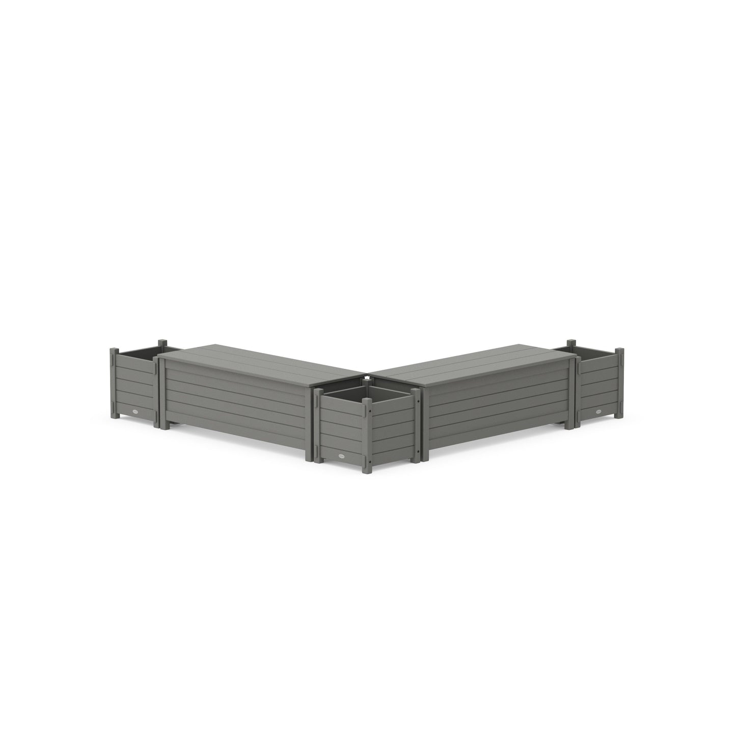 POLYWOOD 48" Nautical Straight Double Planter Storage Bench Set