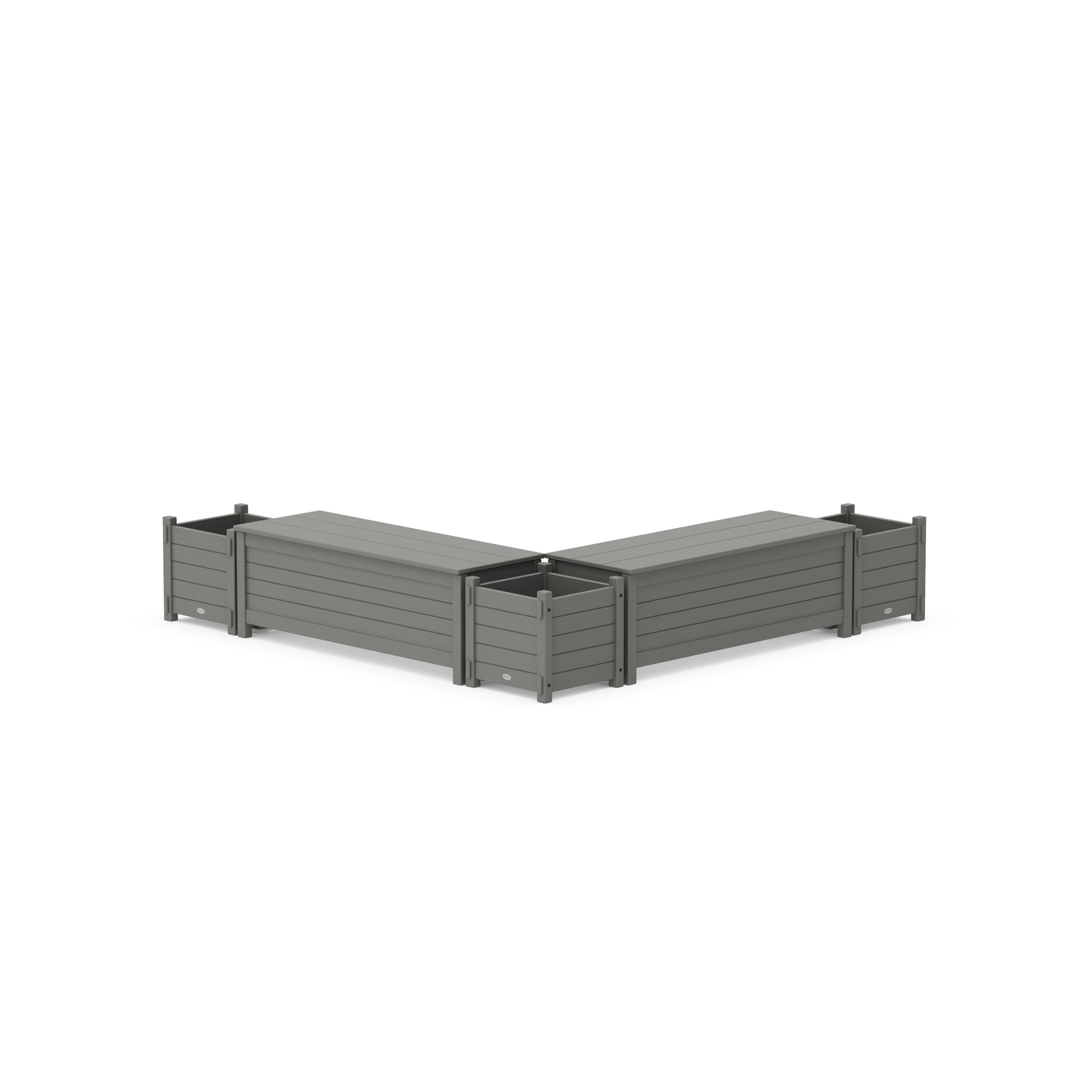 POLYWOOD 48" Nautical Straight Double Planter Storage Bench Set