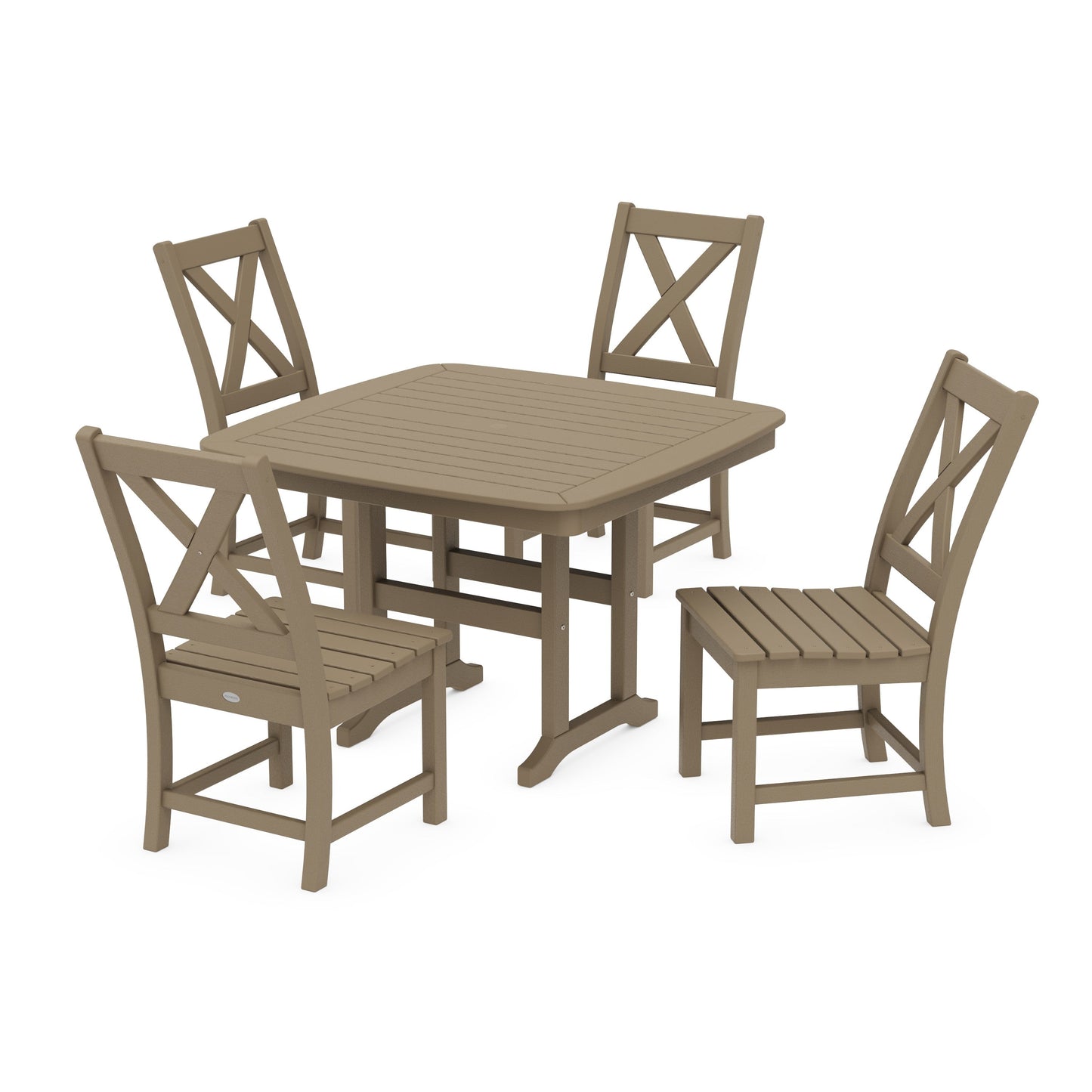 POLYWOOD Braxton Side Chair 5-Piece Dining Set with Trestle Legs — Vintage Sahara