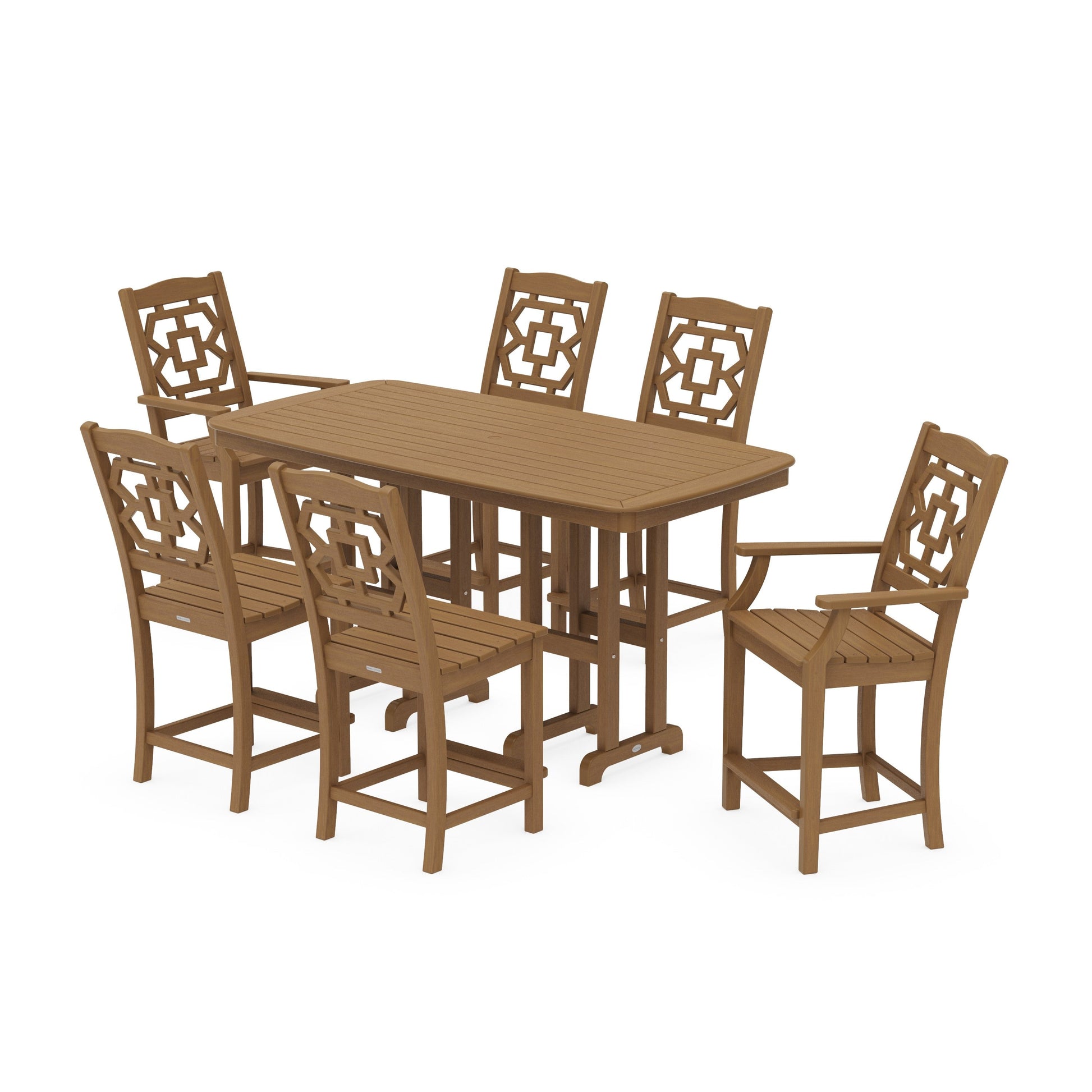 POLYWOOD Chinoiserie 7-Piece Counter Set — Natural