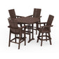 POLYWOOD Modern Adirondack 5-Piece Nautical Trestle Round Bar Set with Swivels — Mahogany