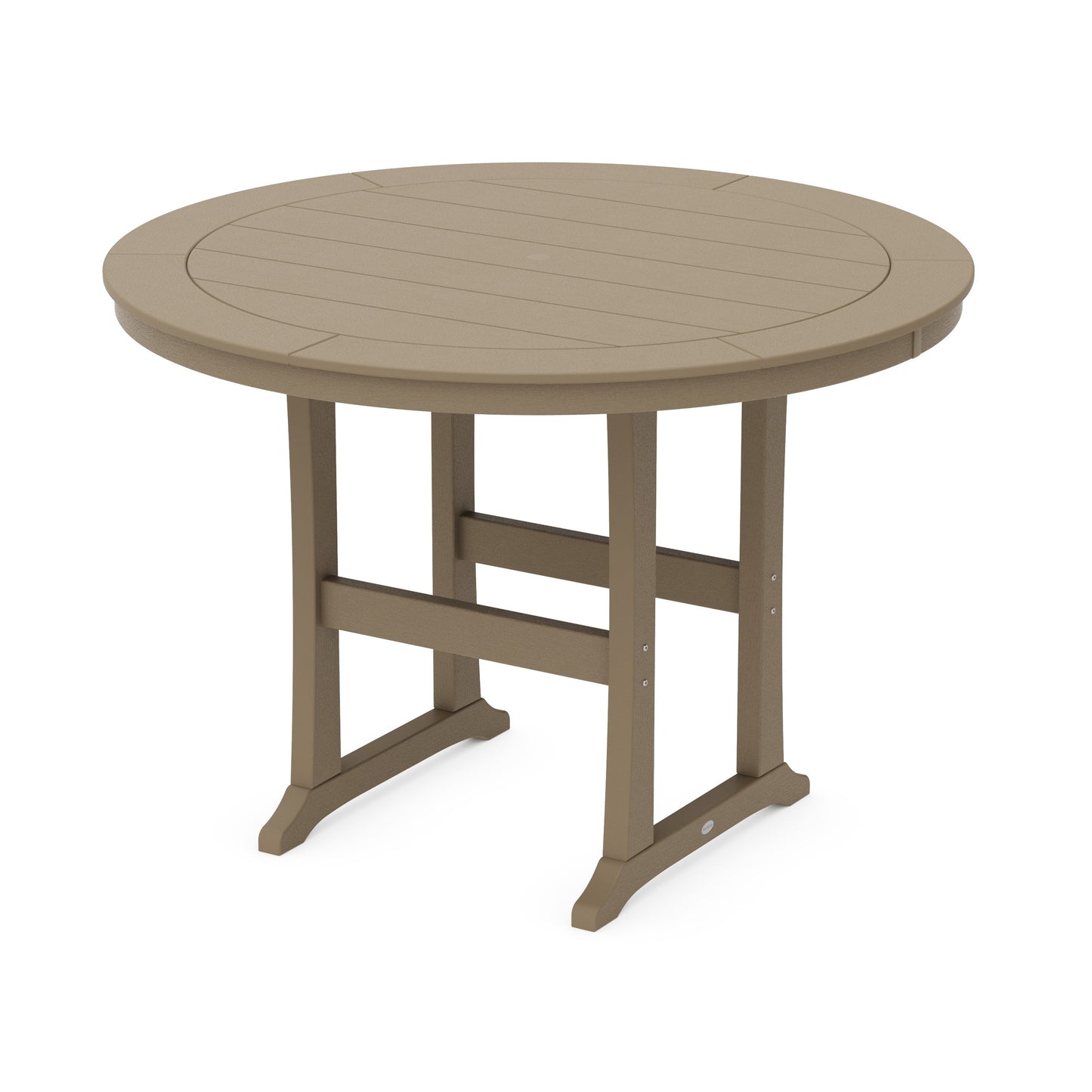 POLYWOOD Nautical Trestle 60" Round Bar Table — Vintage Sahara