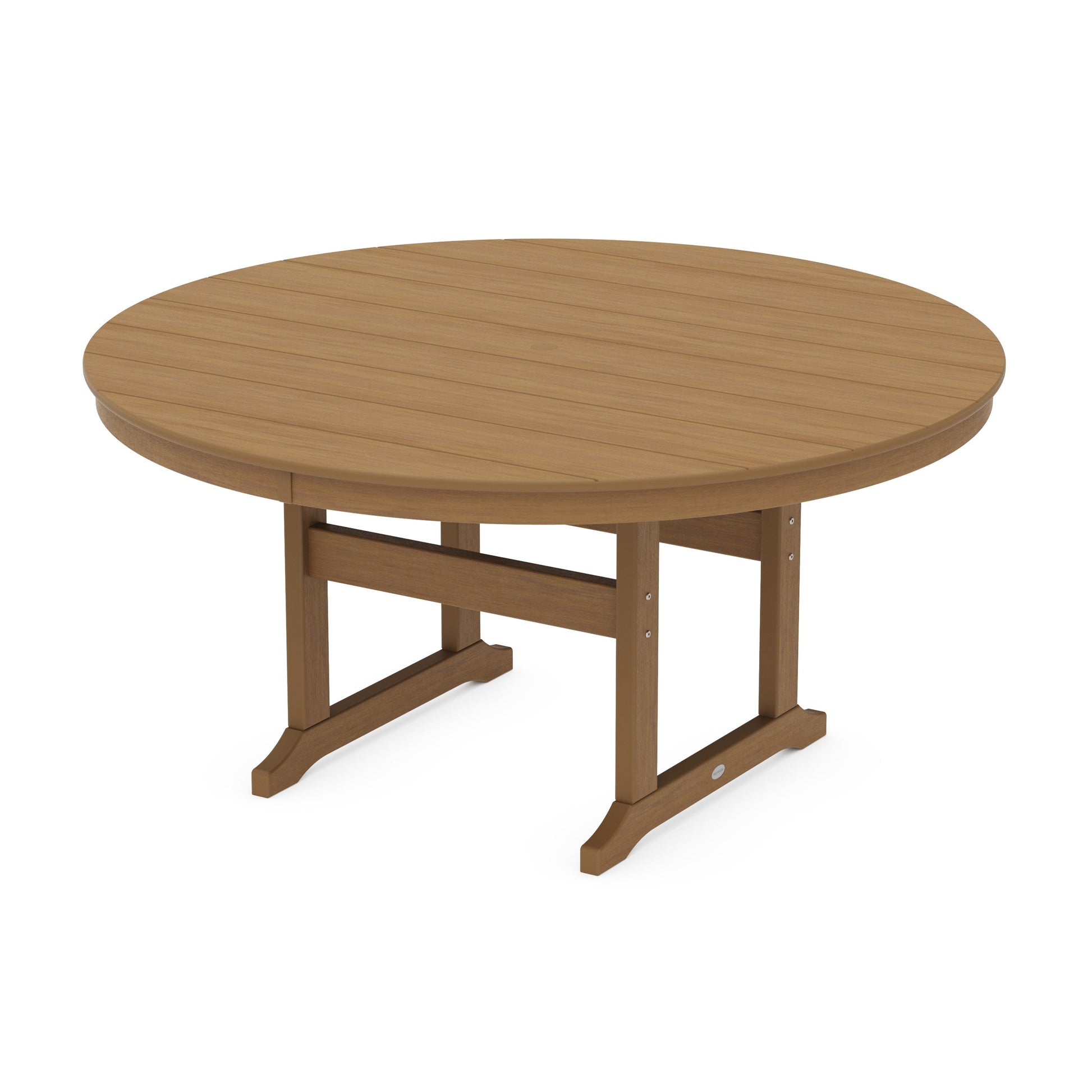 POLYWOOD 60" Round Farmhouse Dining Table — Natural