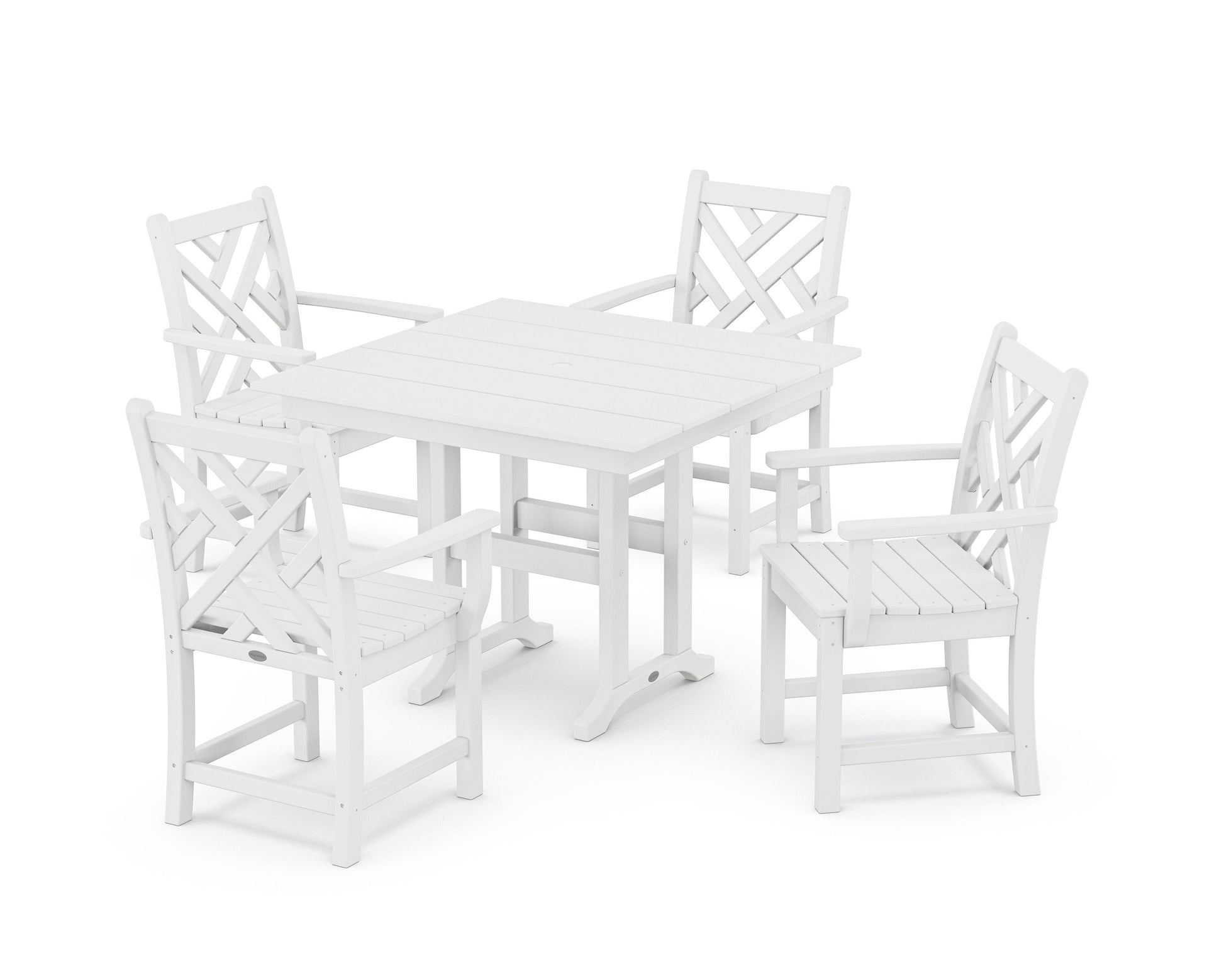 POLYWOOD Chippendale 5-Piece Farmhouse Dining Set — White