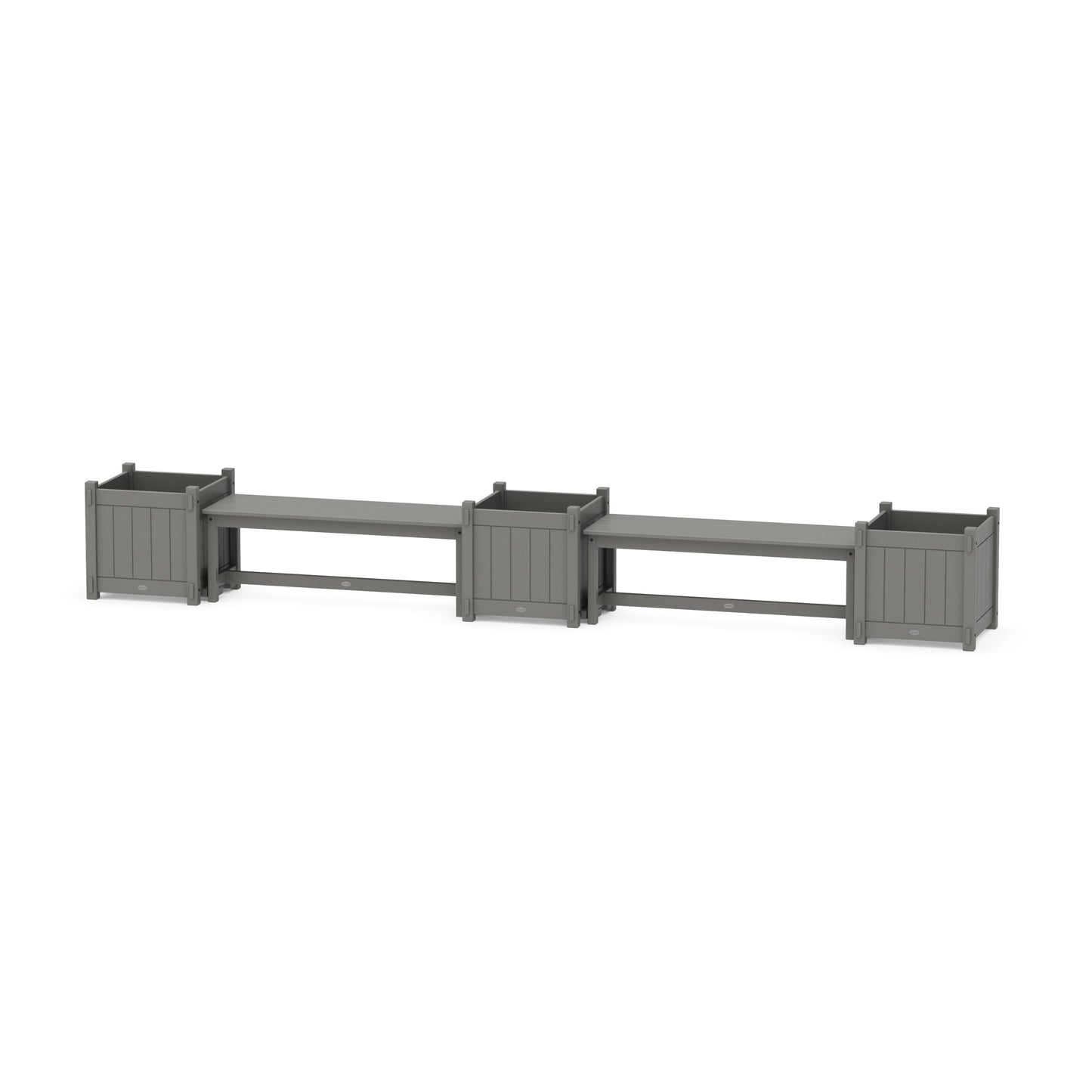 POLYWOOD 48" Vineyard Straight Double Planter Bench Set - Large — Slate Grey