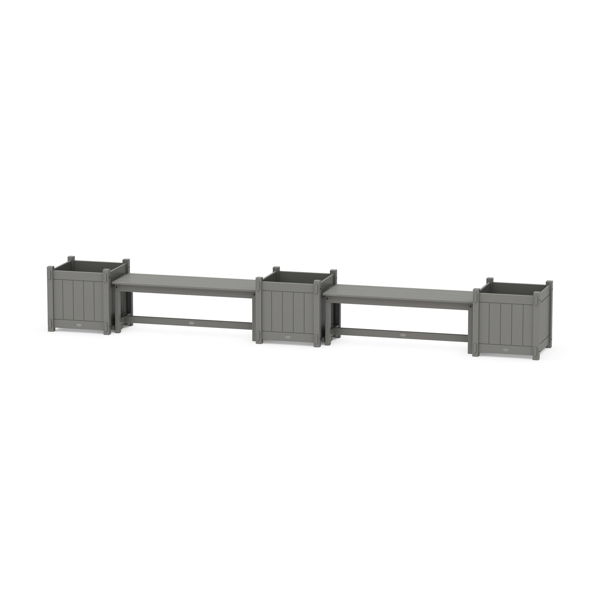 POLYWOOD 48" Vineyard Straight Double Planter Bench Set - Large — Slate Grey