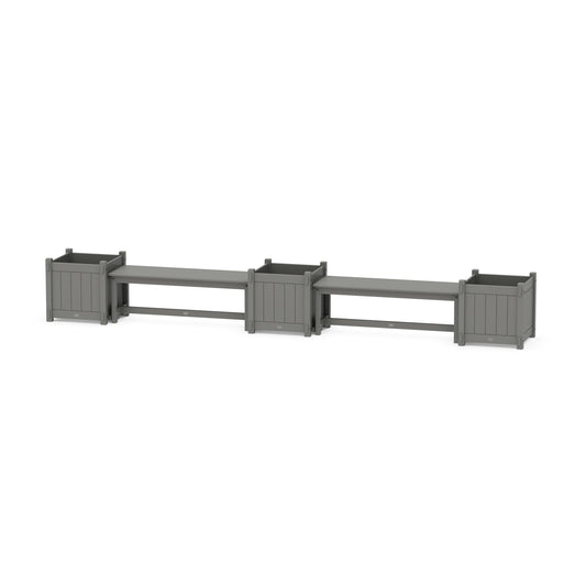POLYWOOD 48" Vineyard Straight Double Planter Bench Set - Large — Slate Grey