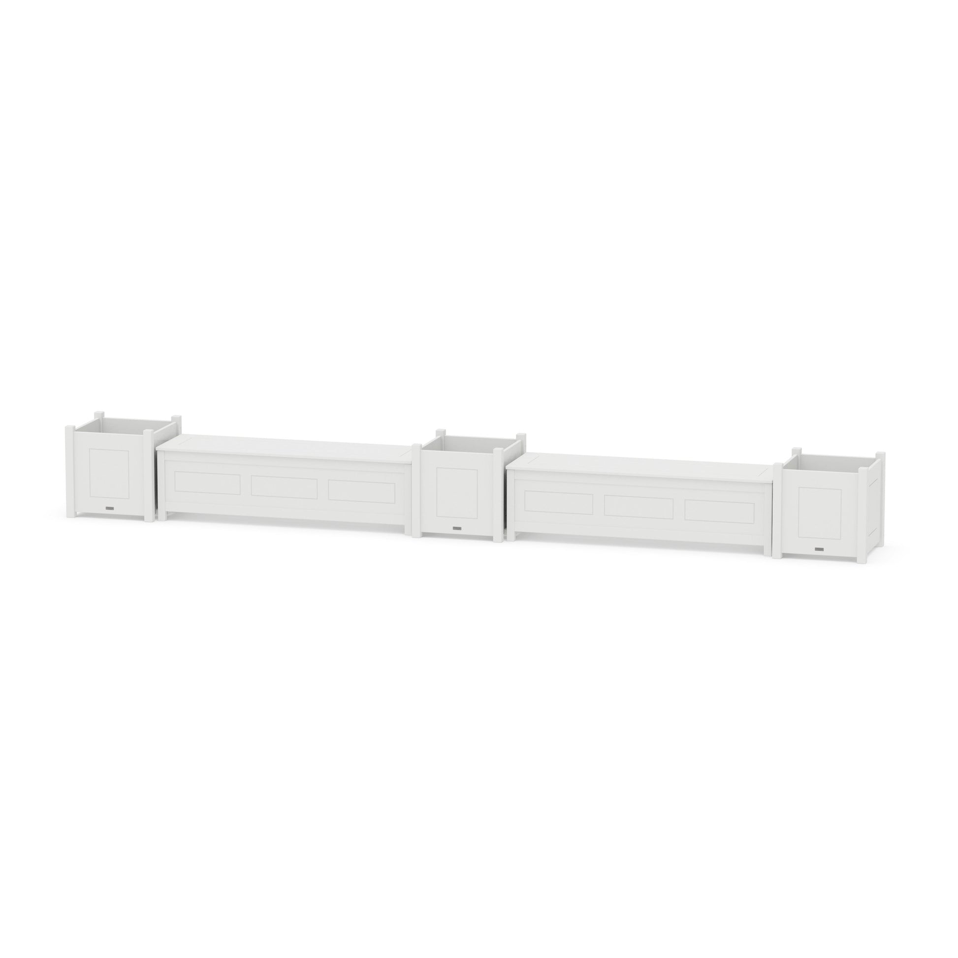 POLYWOOD 60" Country Living Straight Double Planter Storage Bench Set- Large — White