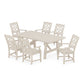 POLYWOOD Chinoiserie Arm Chair 7-Piece Rustic Farmhouse Dining Set — Sand