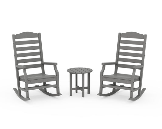 POLYWOOD Savannah 3-Piece Rocking Chair Set — Slate Grey