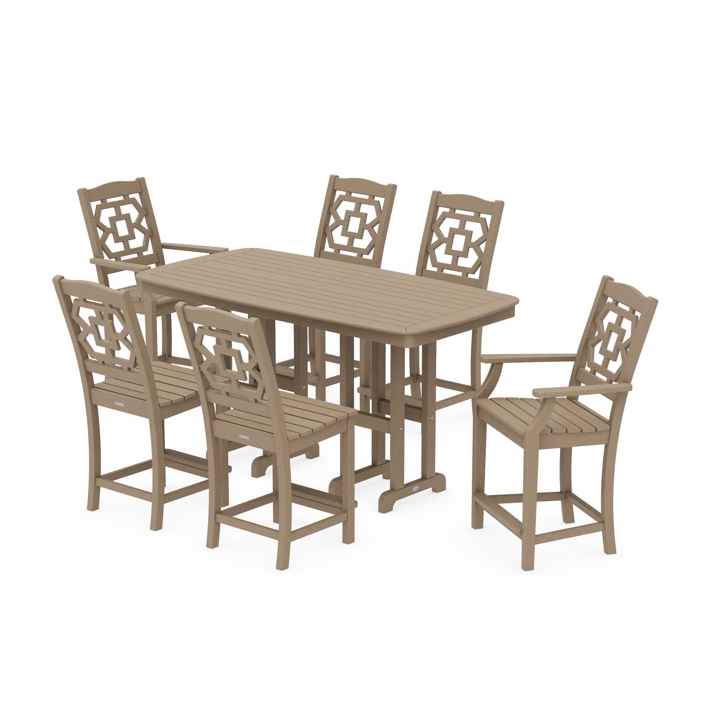 POLYWOOD Chinoiserie 7-Piece Counter Set — Vintage Sahara