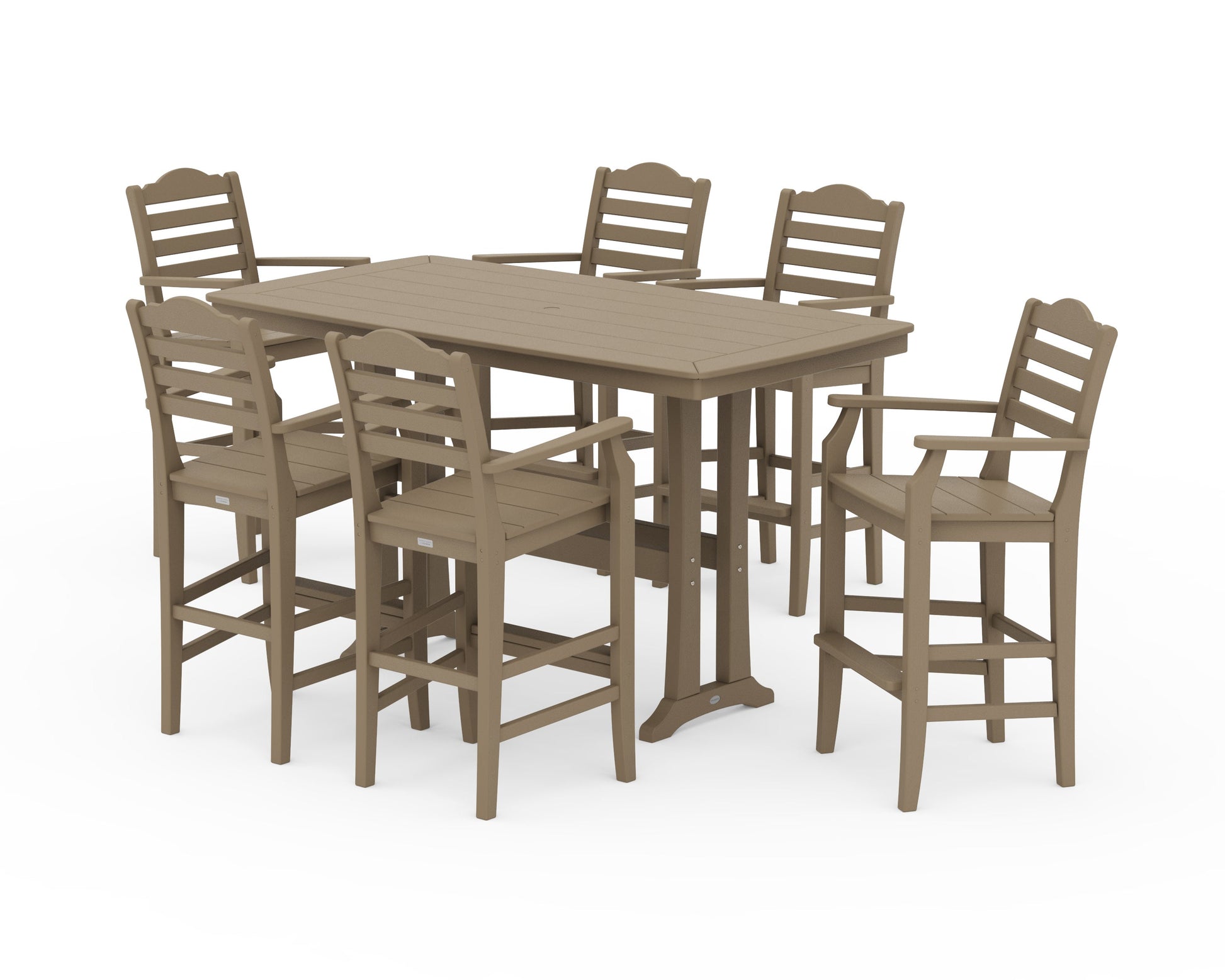 POLYWOOD Savannah Arm Chair 7-Piece Bar Set with Trestle Legs — Vintage Sahara