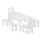POLYWOOD Chinoiserie 5-Piece Parsons Dining Set with Benches — White