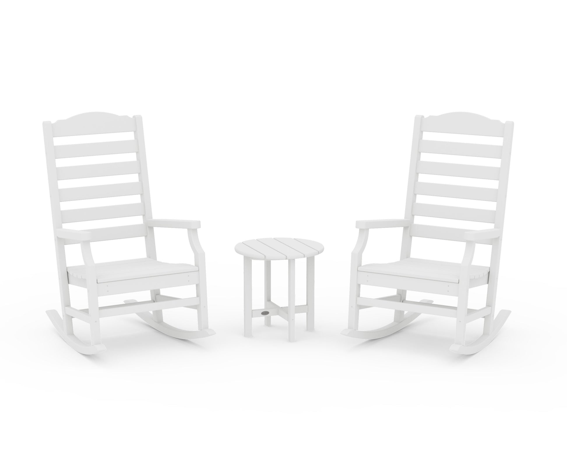 POLYWOOD Savannah 3-Piece Rocking Chair Set — White