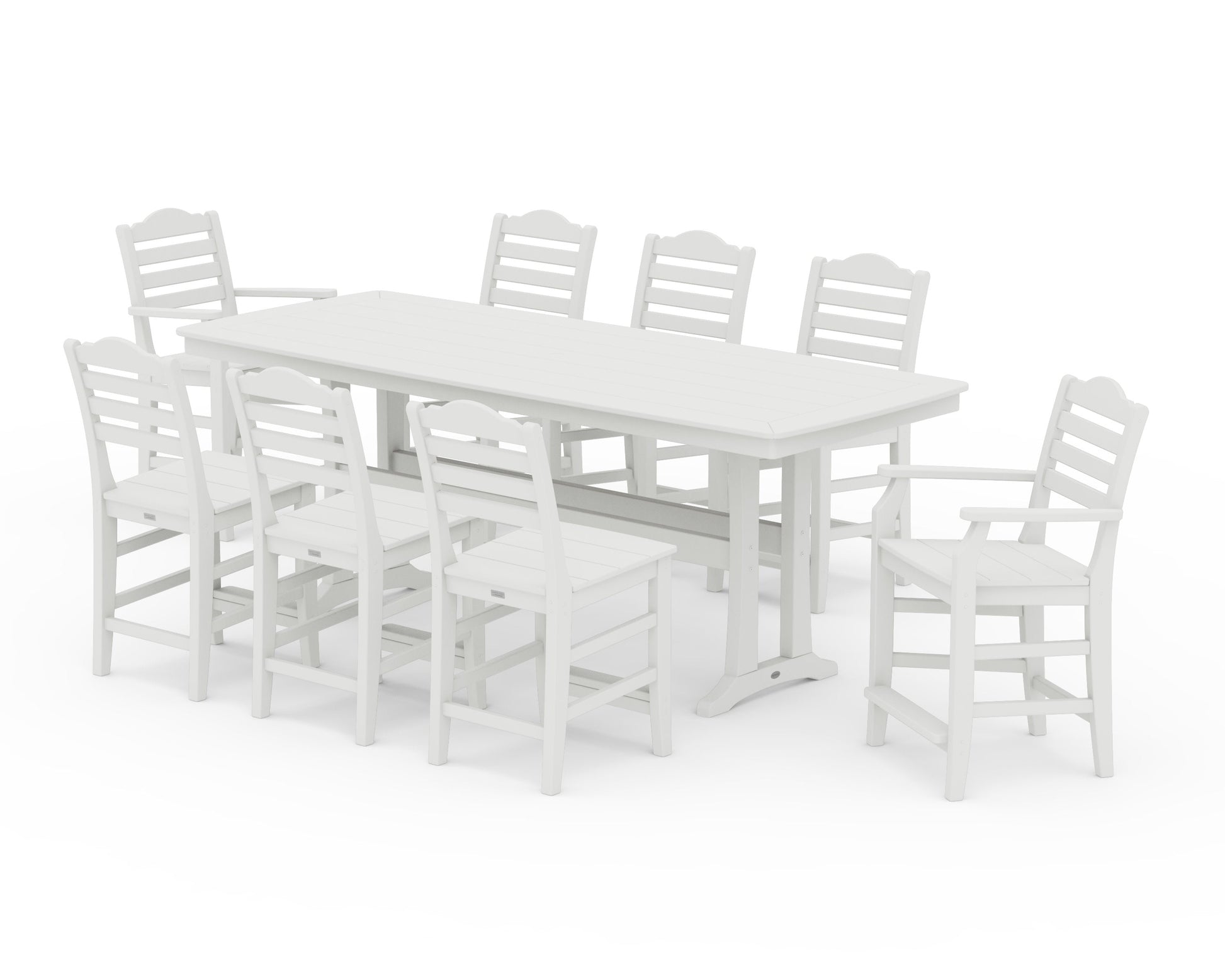POLYWOOD Savannah 9-Piece Counter Set with Trestle Legs — Vintage White