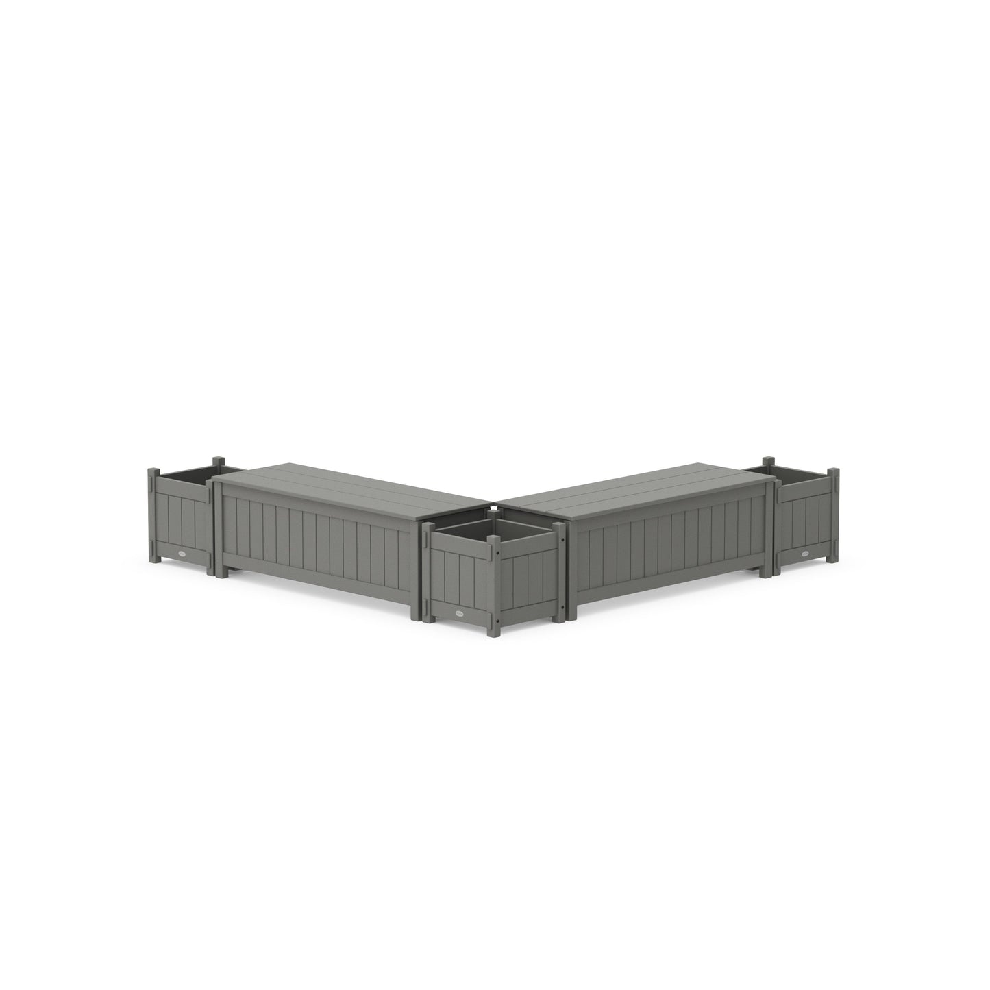 POLYWOOD 48" Vineyard Straight Double Planter Storage Bench Set