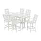 POLYWOOD Chinoiserie Arm Chair 7-Piece Bar Set with Trestle Legs — Vintage White