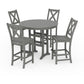 POLYWOOD Braxton 5-Piece Nautical Trestle Arm Chair Bar Set — Slate Grey