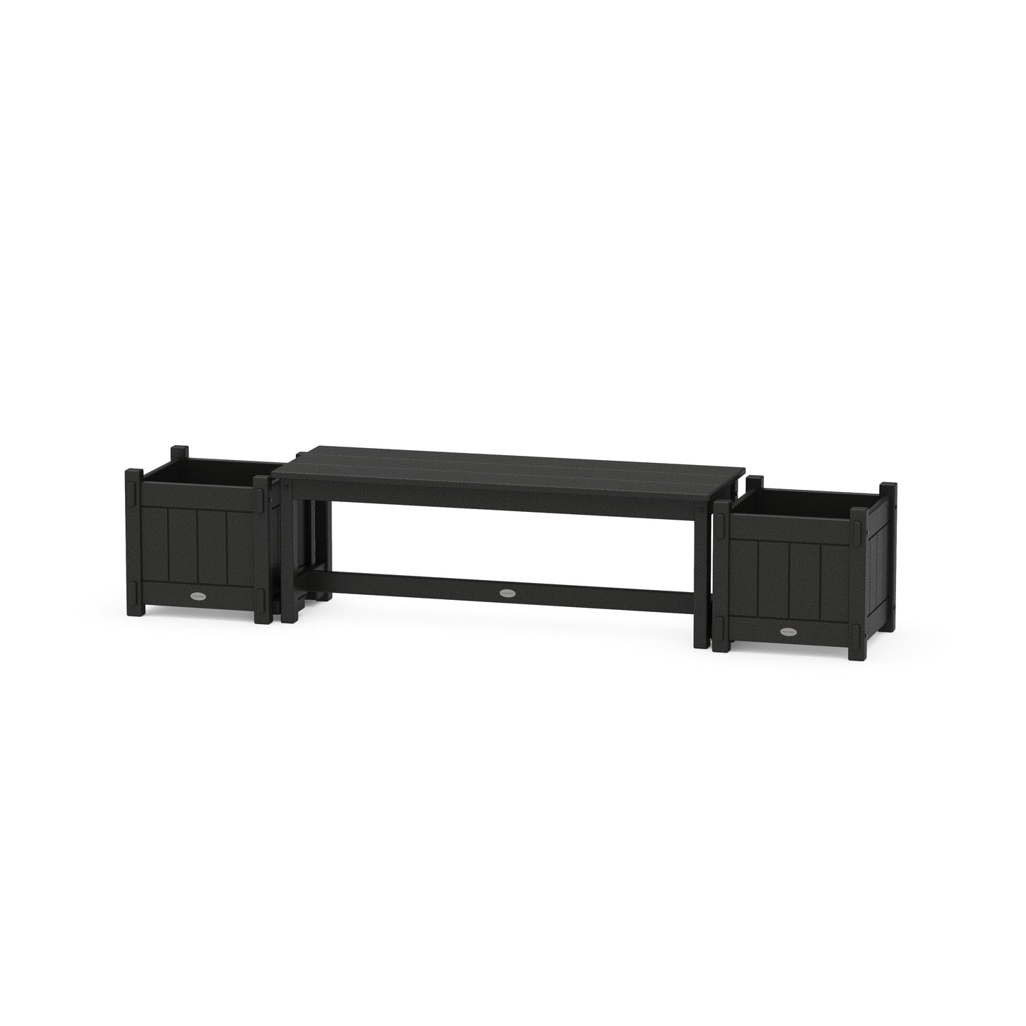 POLYWOOD 48" Vineyard Straight Planter Bench Set — Black
