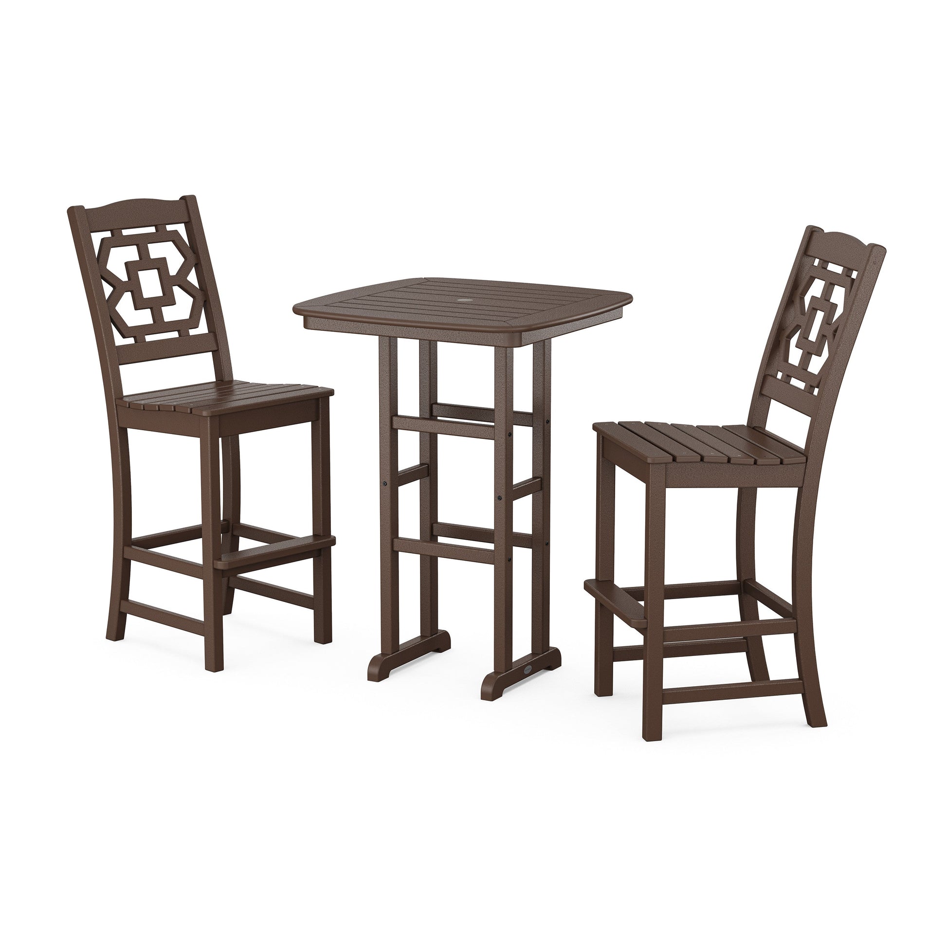 POLYWOOD Chinoiserie 3-Piece Bar Set — Mahogany