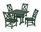 POLYWOOD Braxton Side Chair 5-Piece Farmhouse Dining Set With Trestle Legs — Green