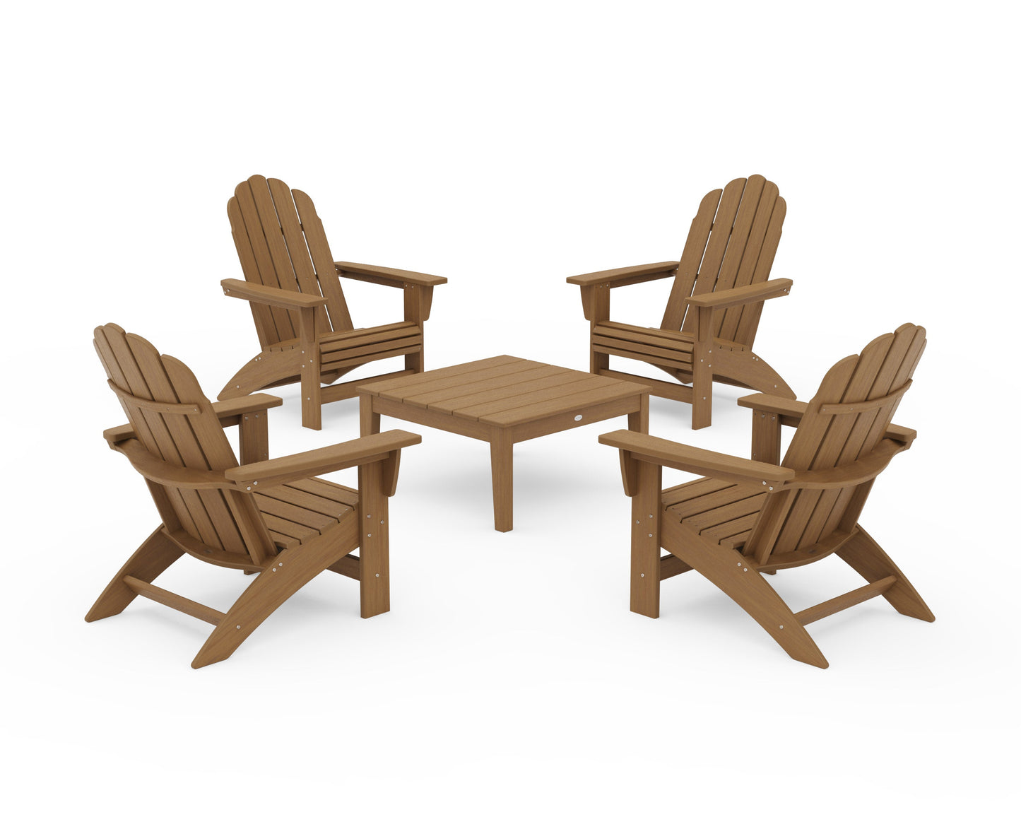POLYWOOD 5-Piece Vineyard Grand Adirondack Chair Conversation Group — Natural