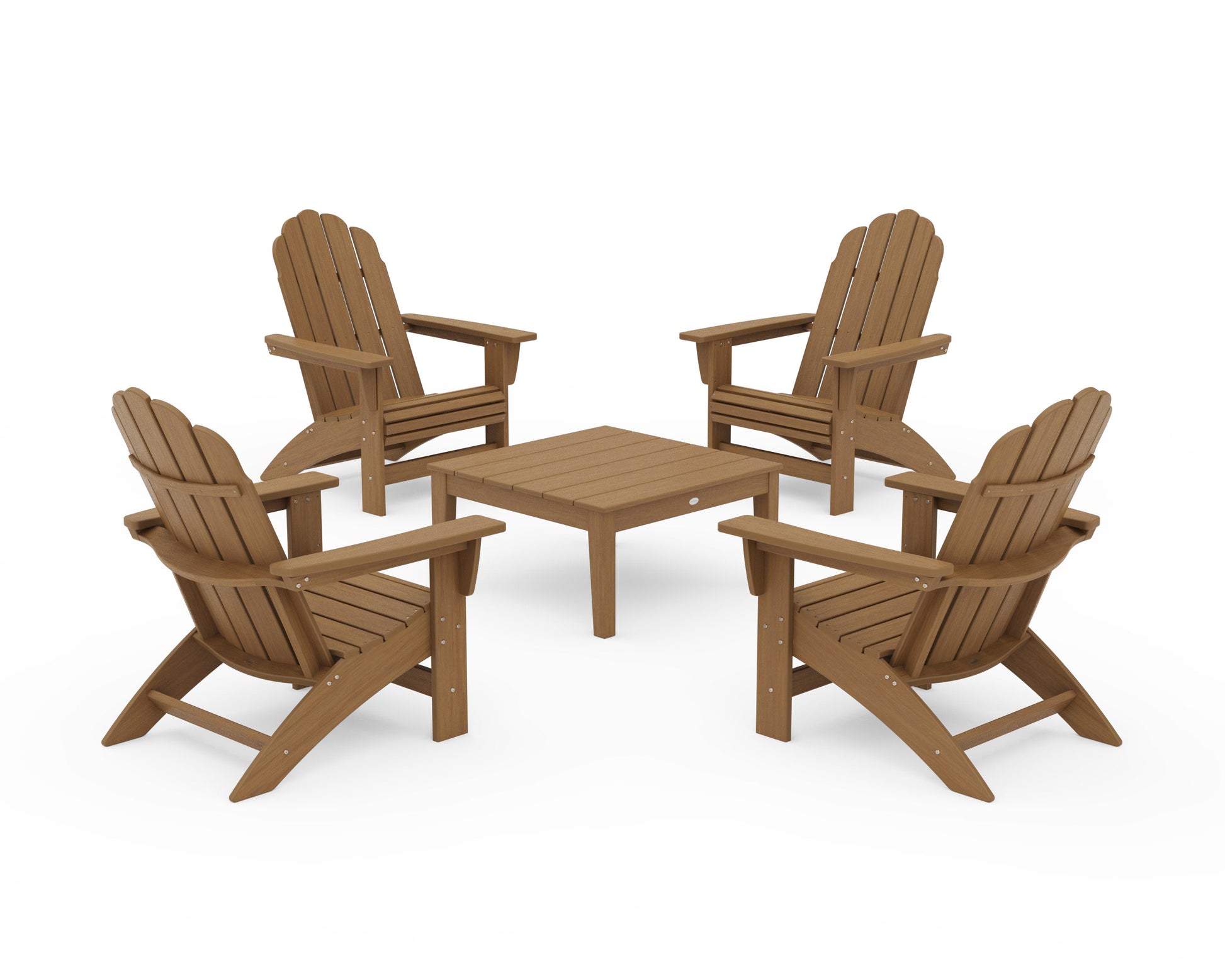 POLYWOOD 5-Piece Vineyard Grand Adirondack Chair Conversation Group — Natural