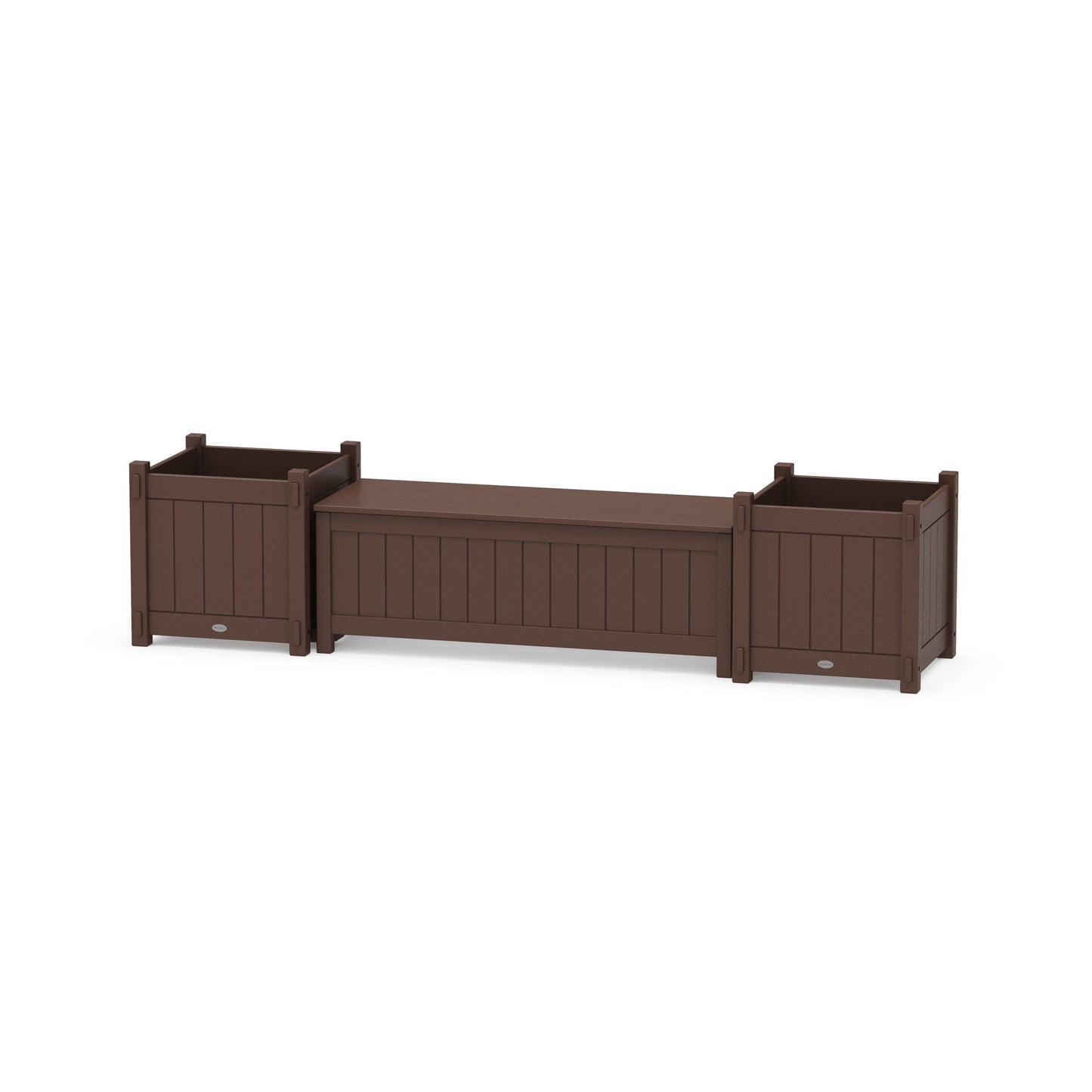 POLYWOOD 48" Vineyard Straight Planter Storage Bench Set- Large — Mahogany