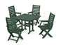 POLYWOOD Captain Folding Chair 5-Piece Farmhouse Dining Set — Green