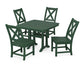 POLYWOOD Braxton Side Chair 5-Piece Dining Set with Trestle Legs — Green