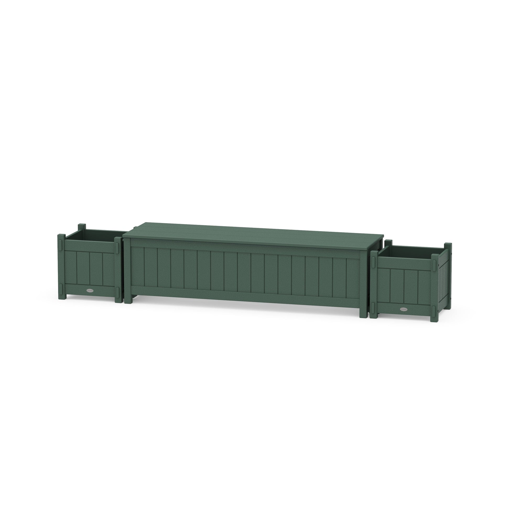 POLYWOOD 60" Vineyard Straight Planter Storage Bench Set — Green