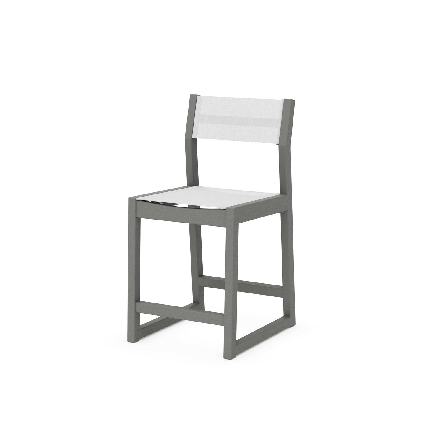 POLYWOOD EDGE Sling Counter Side Chair — Slate Grey / White Sling