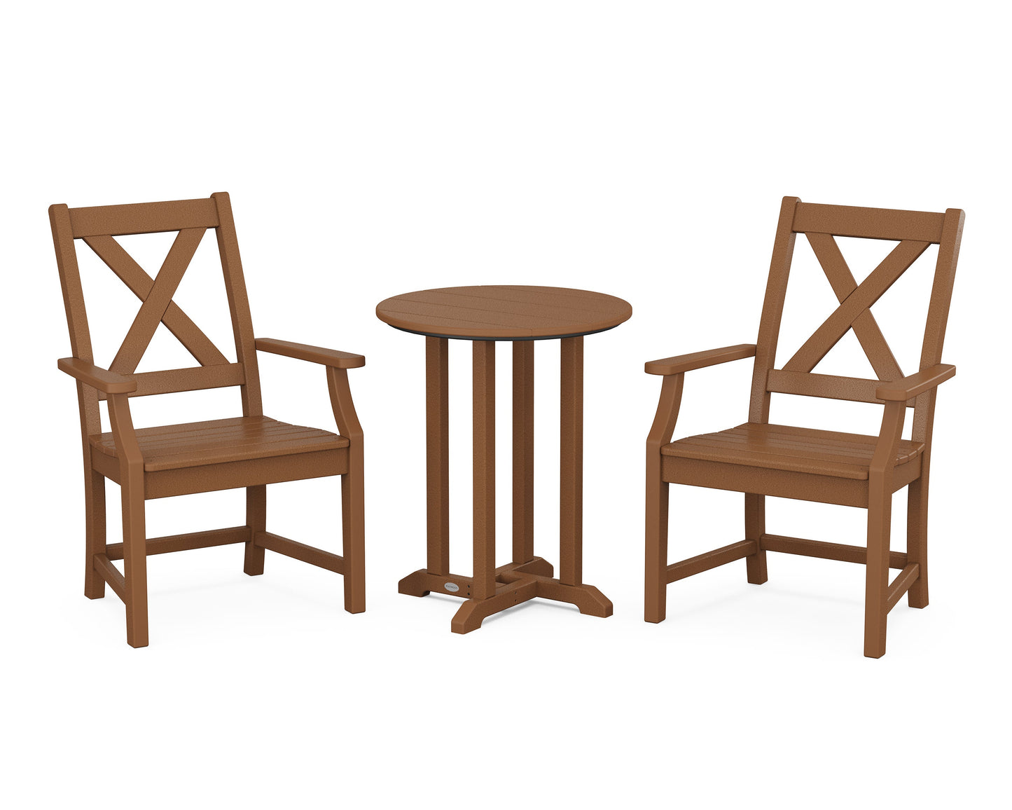 POLYWOOD Braxton 3-Piece Round Bistro Dining Set — Teak