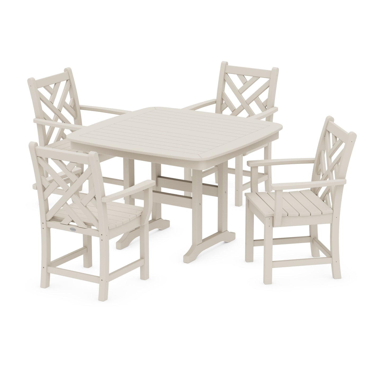 POLYWOOD Chippendale 5-Piece Dining Set with Trestle Legs — Sand