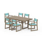 POLYWOOD EDGE Sling 7-Piece Dining Set — Vintage Sahara / Dupioni Aquamarine Sling