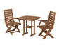 POLYWOOD Captain Folding Chair 3-Piece Dining Set — Teak