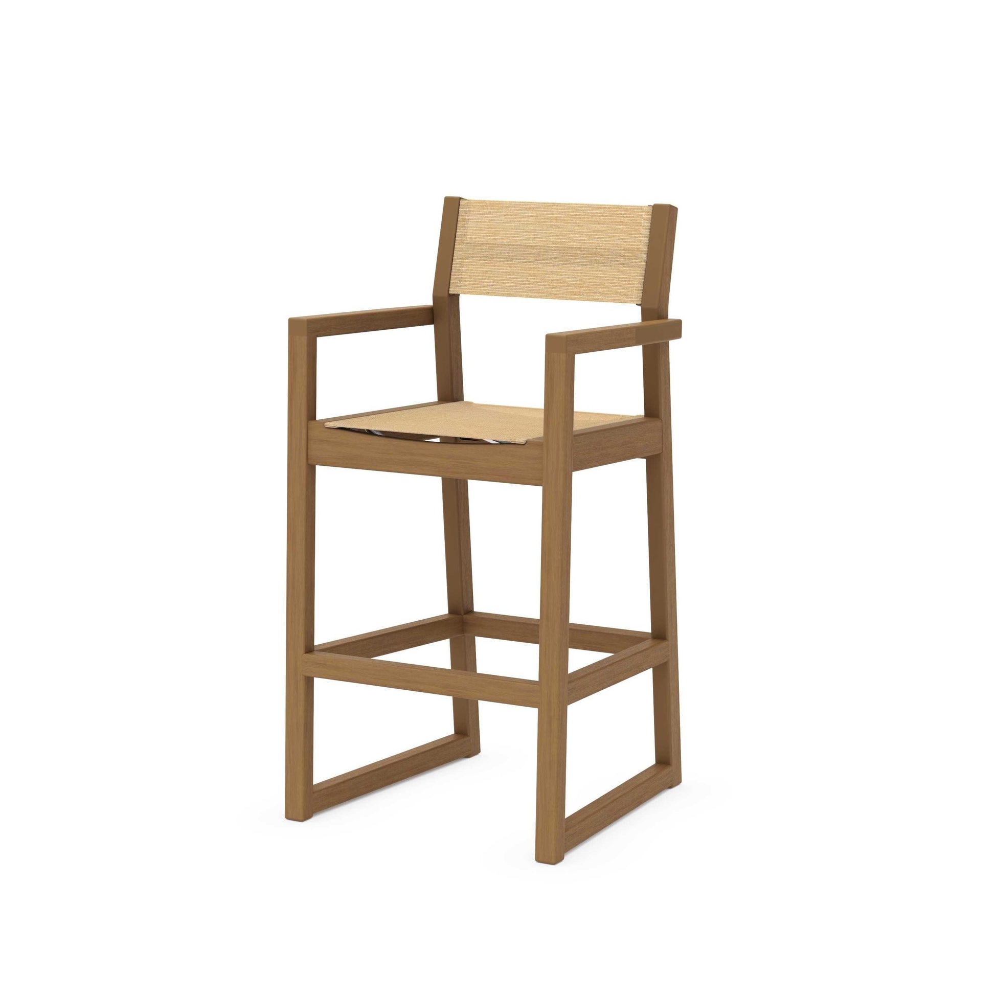 POLYWOOD EDGE Sling Bar Arm Chair — Natural / Dupioni Apricot Sling