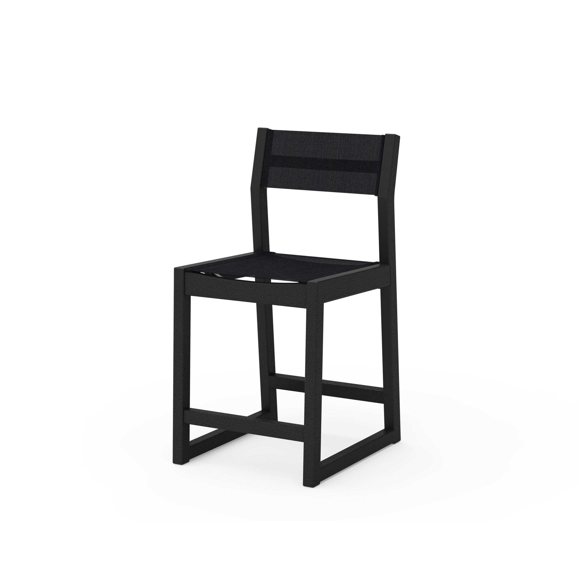 POLYWOOD EDGE Sling Counter Side Chair — Black / Black Sling