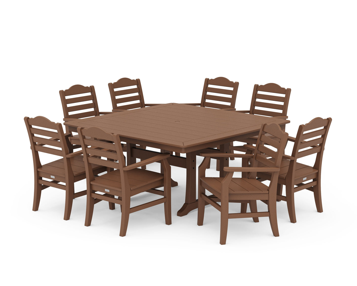 POLYWOOD Savannah 9-Piece Square Dining Set with Trestle Legs — Teak