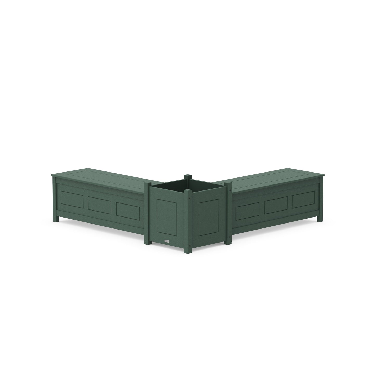 POLYWOOD 48" Country Living L- Shaped Planter Storage Bench Set- Large — Green
