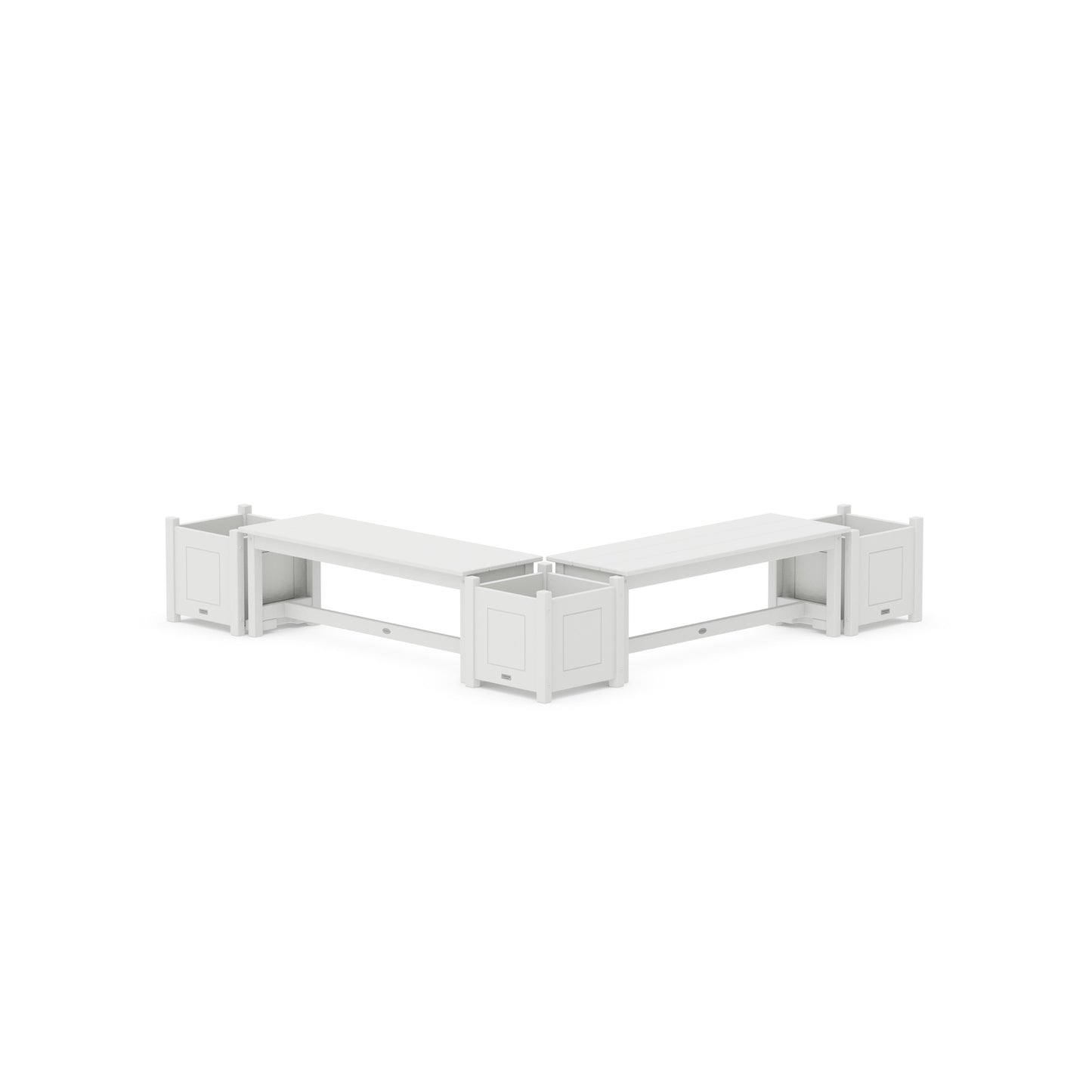 POLYWOOD 48" Country Living L- Shaped Planter Bench Corner Set — White