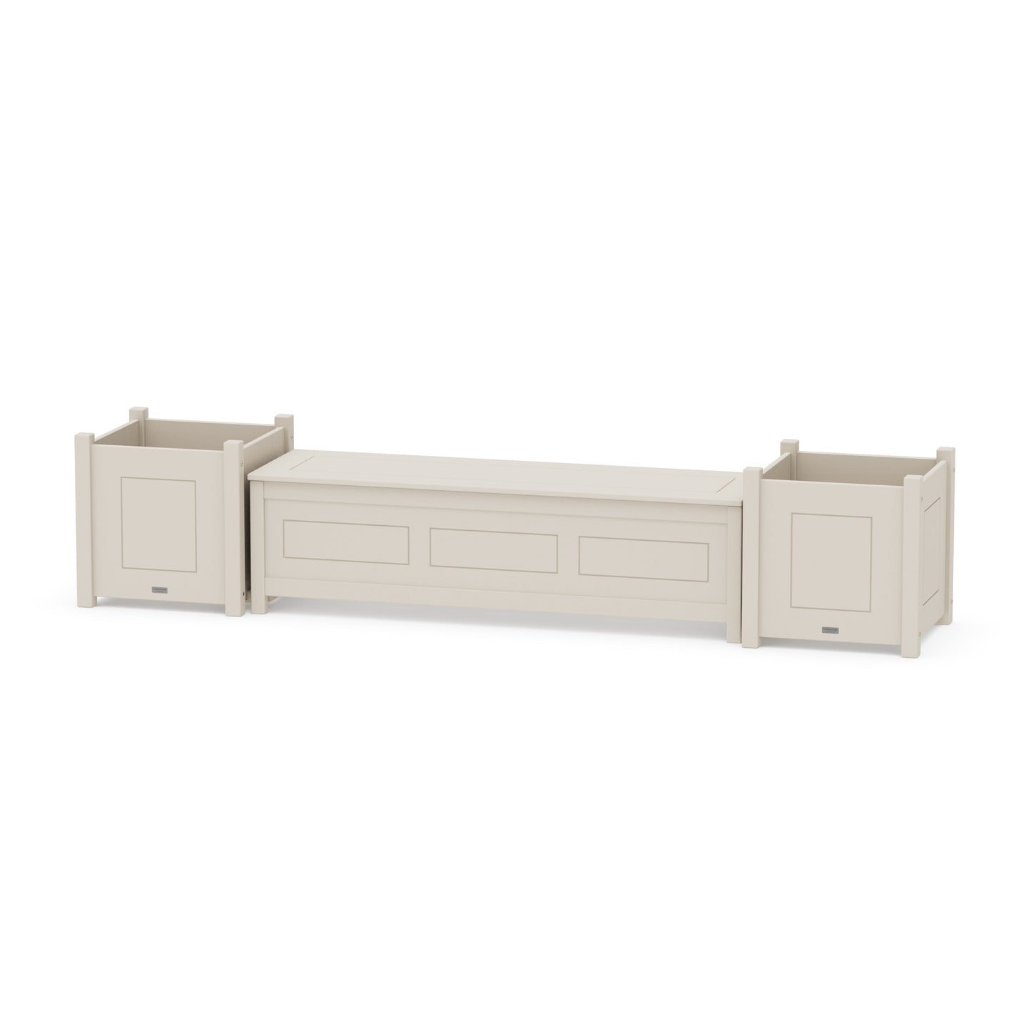 POLYWOOD 60" Country Living Straight Planter Storage Bench Set- Large — Sand