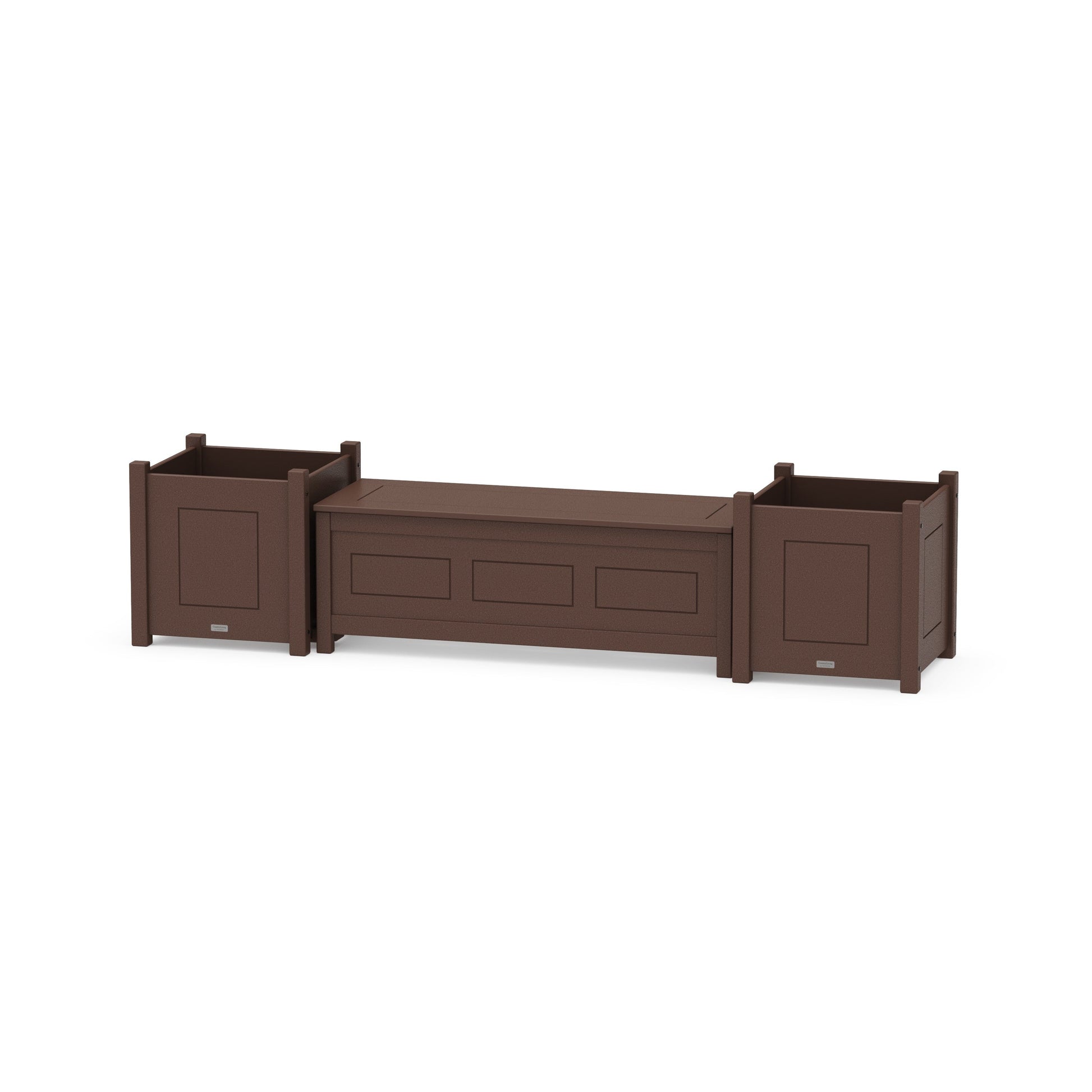 POLYWOOD 48" Country Living Straight Planter Storage Bench Set- Large — Mahogany