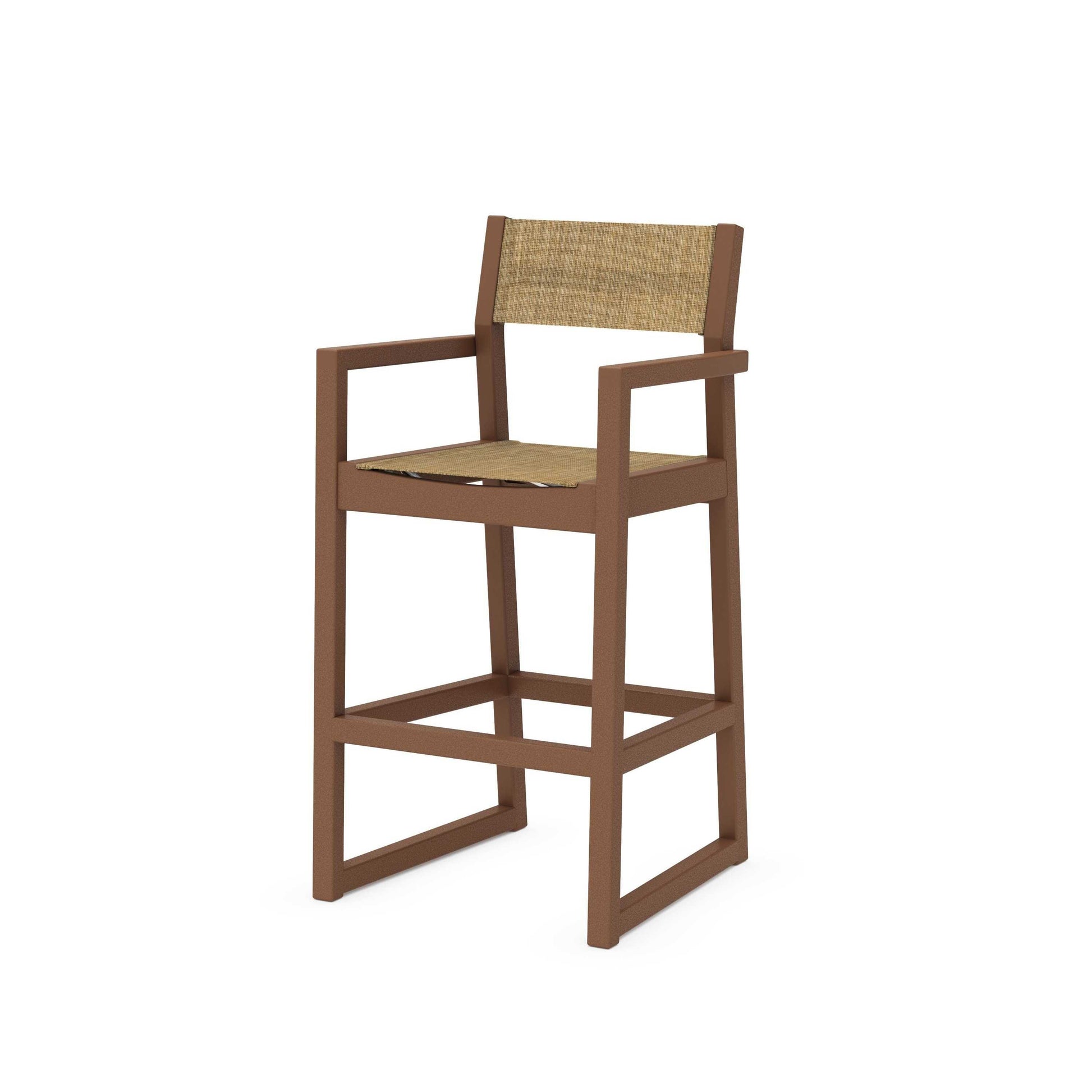 POLYWOOD EDGE Sling Bar Arm Chair — Teak / Burlap Sling