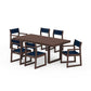 POLYWOOD EDGE Sling 7-Piece Dining Set — Mahogany / Navy Blue Sling